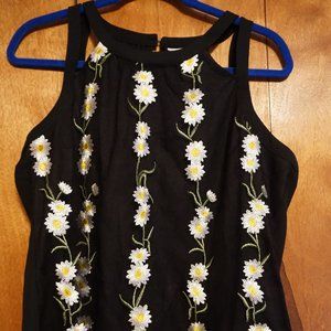 Black daisy flowy tank top blouse